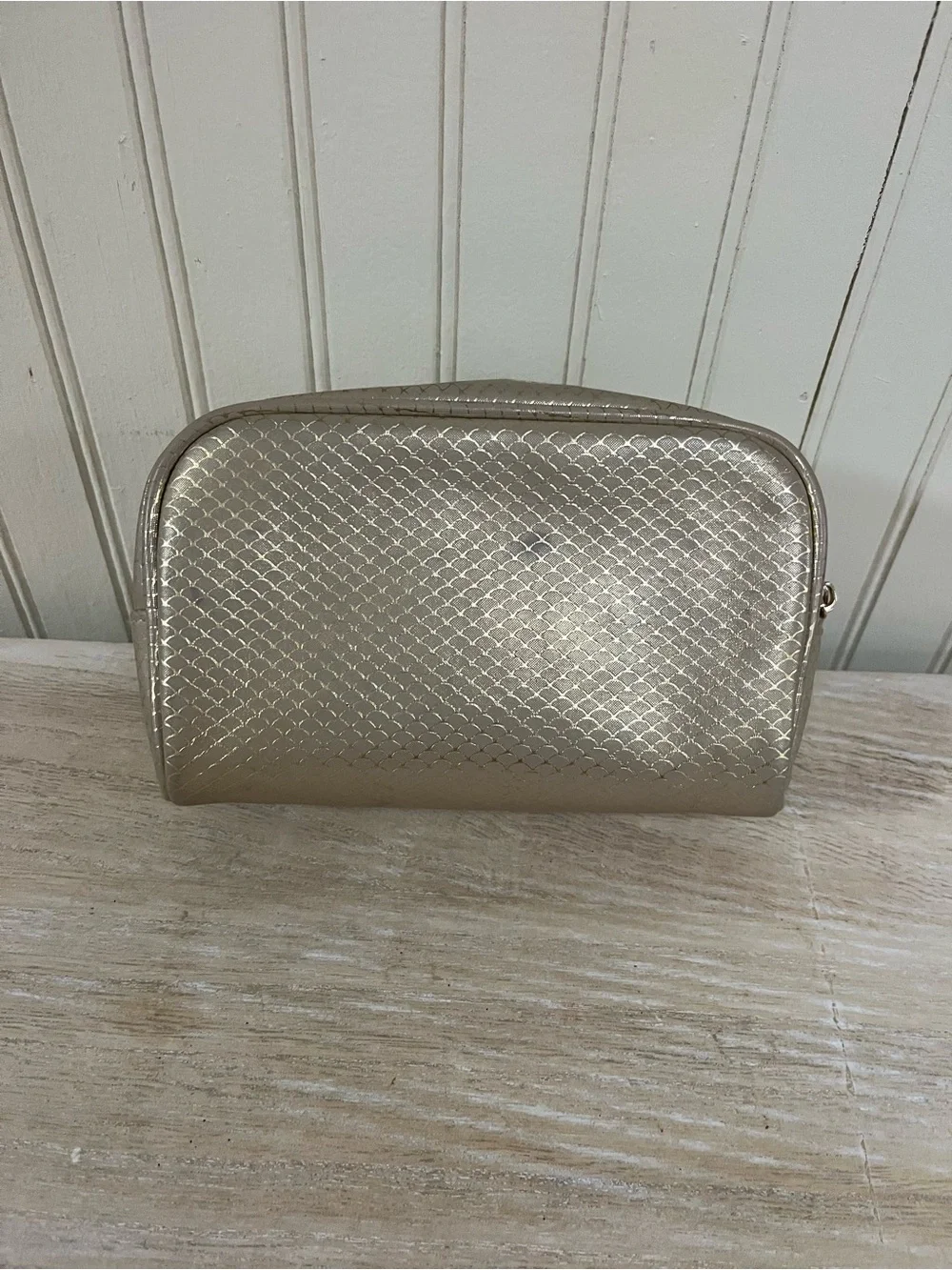 Metallic Gold Textured Women's Cosmetic Pouch